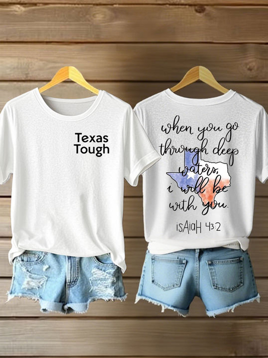 Women's Texas Strong Printed Short-Sleeved T-shirt gracestitchs