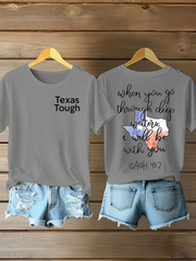 Women's Texas Strong Printed Short-Sleeved T-shirt gracestitchs