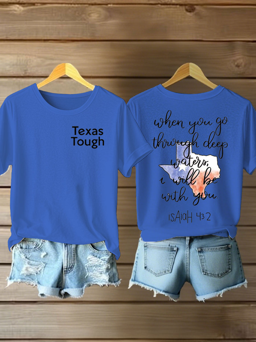 Women's Texas Strong Printed Short-Sleeved T-shirt gracestitchs
