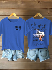 Women's Texas Strong Printed Short-Sleeved T-shirt gracestitchs