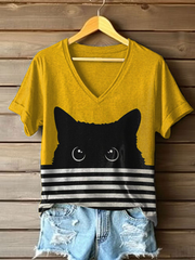Women's Cat Art Print T-Shirt gracestitchs