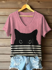 Women's Cat Art Print T-Shirt gracestitchs