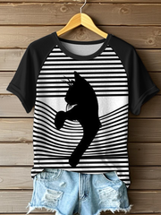 Women's Cat Art Print T-Shirt gracestitchs