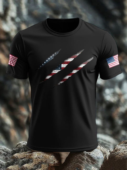Men's American Flag Printed T-shirt gracestitchs