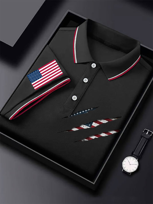 Men's American Flag Printed Casual Tops