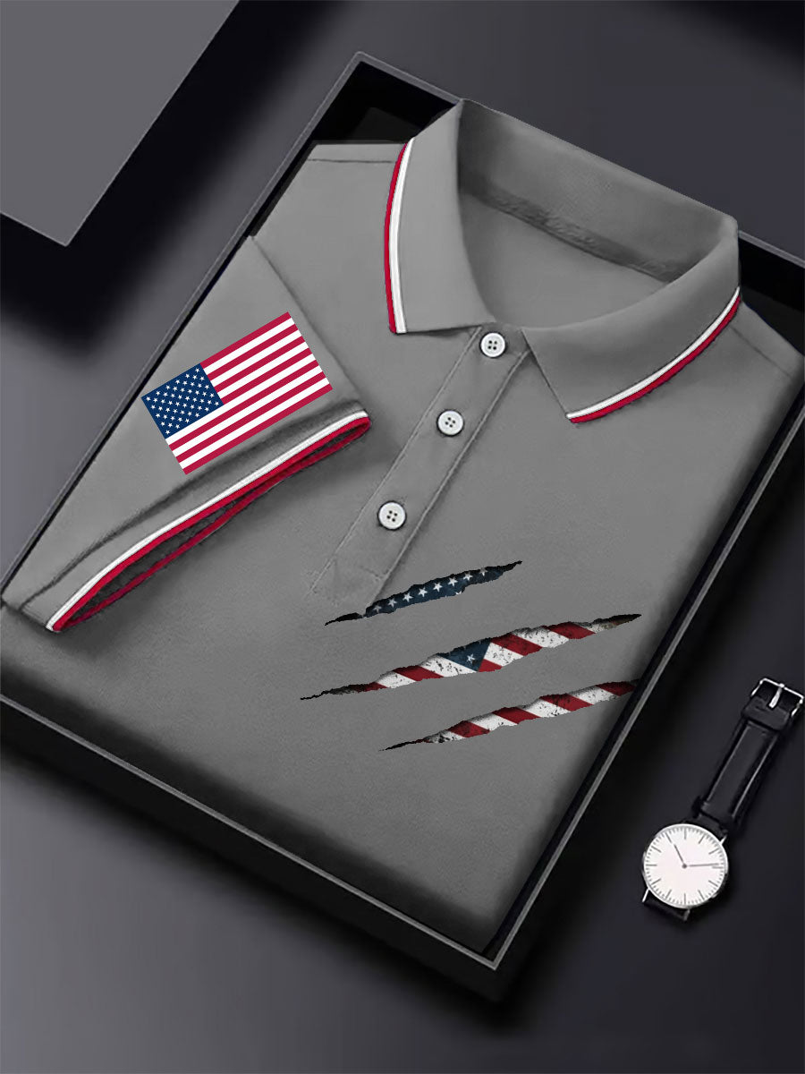 Men's American Flag Printed Casual Tops gracestitchs