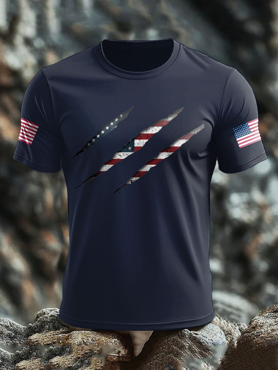 Men's American Flag Printed T-shirt gracestitchs