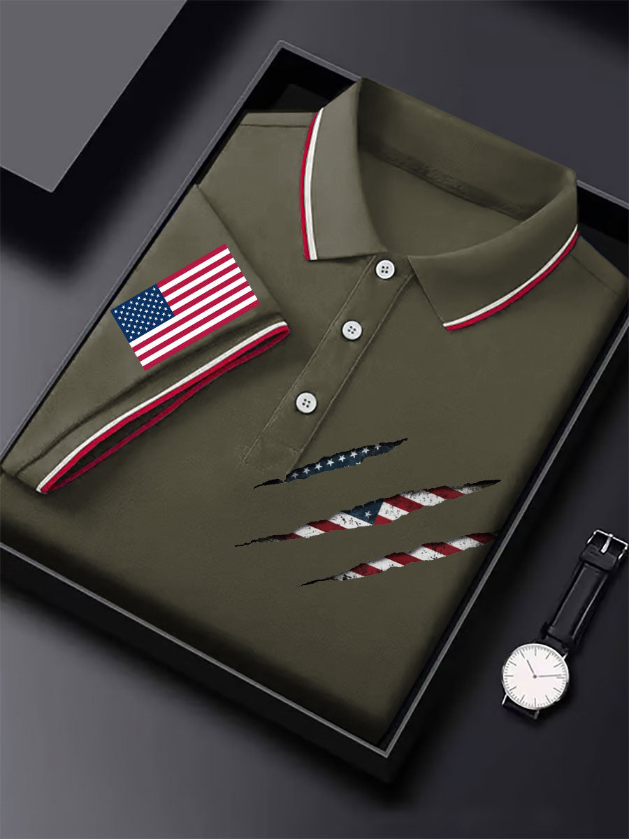 Men's American Flag Printed Casual Tops gracestitchs