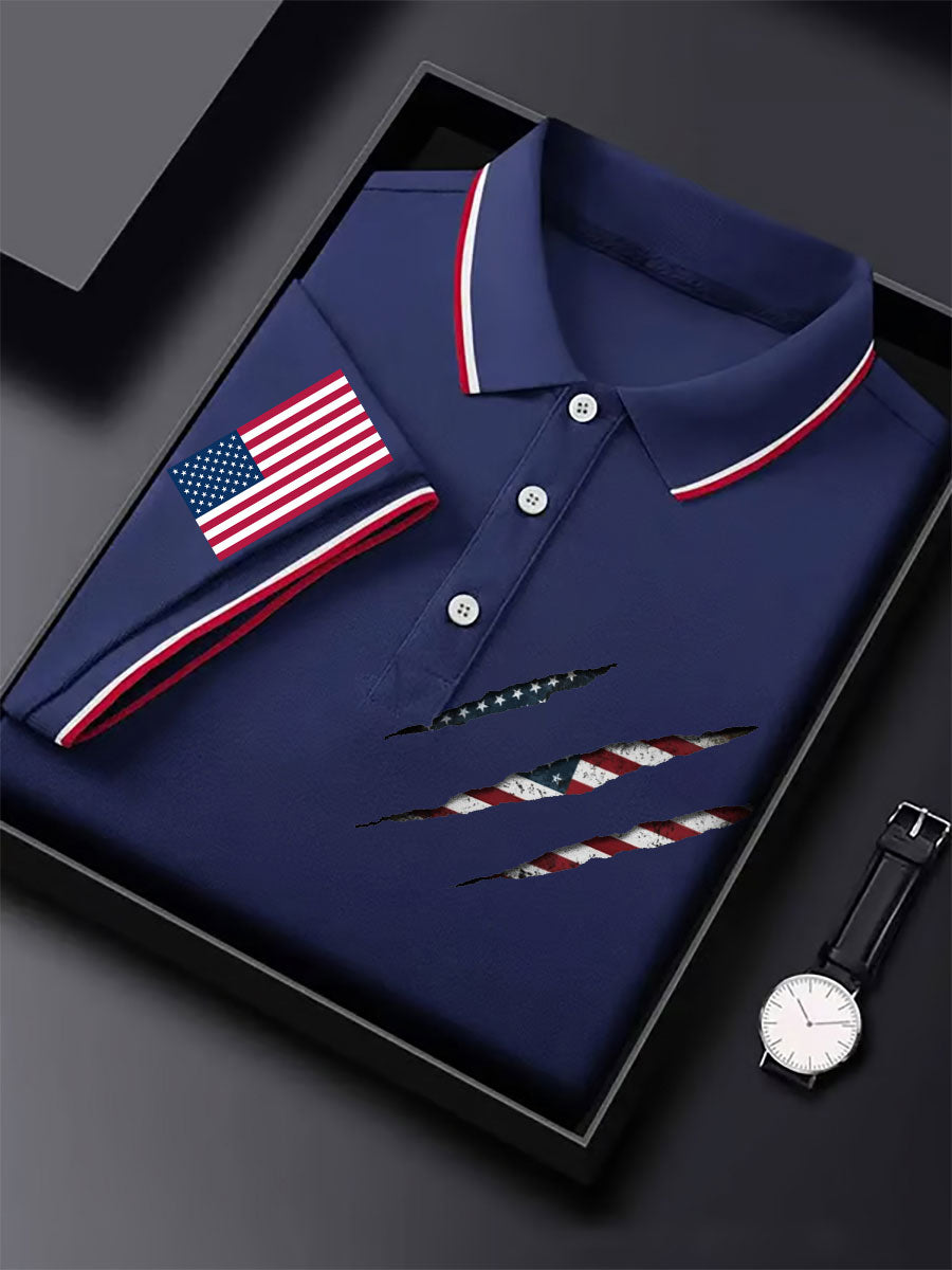Men's American Flag Printed Casual Tops gracestitchs