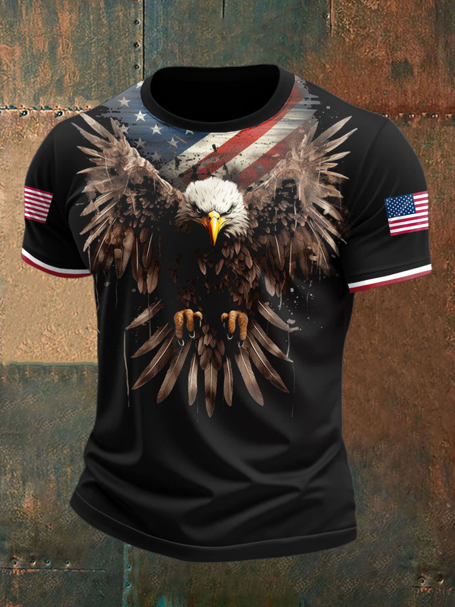 Men's American Flag Eagle Printed T-shirt gracestitchs
