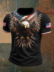 Men's American Flag Eagle Printed T-shirt