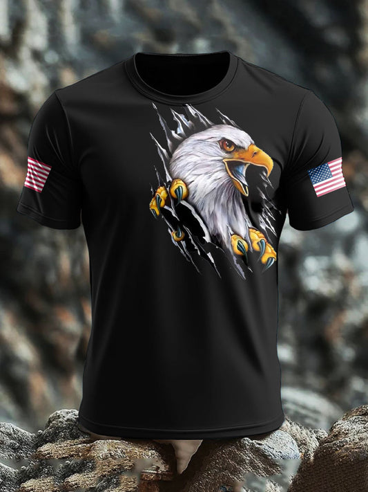 Men's American Flag Eagle Printed T-shirt gracestitchs