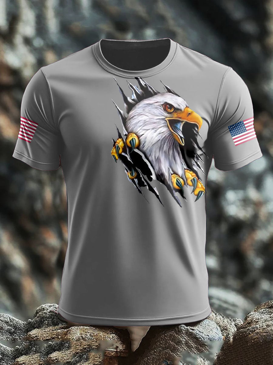 Men's American Flag Eagle Printed T-shirt gracestitchs