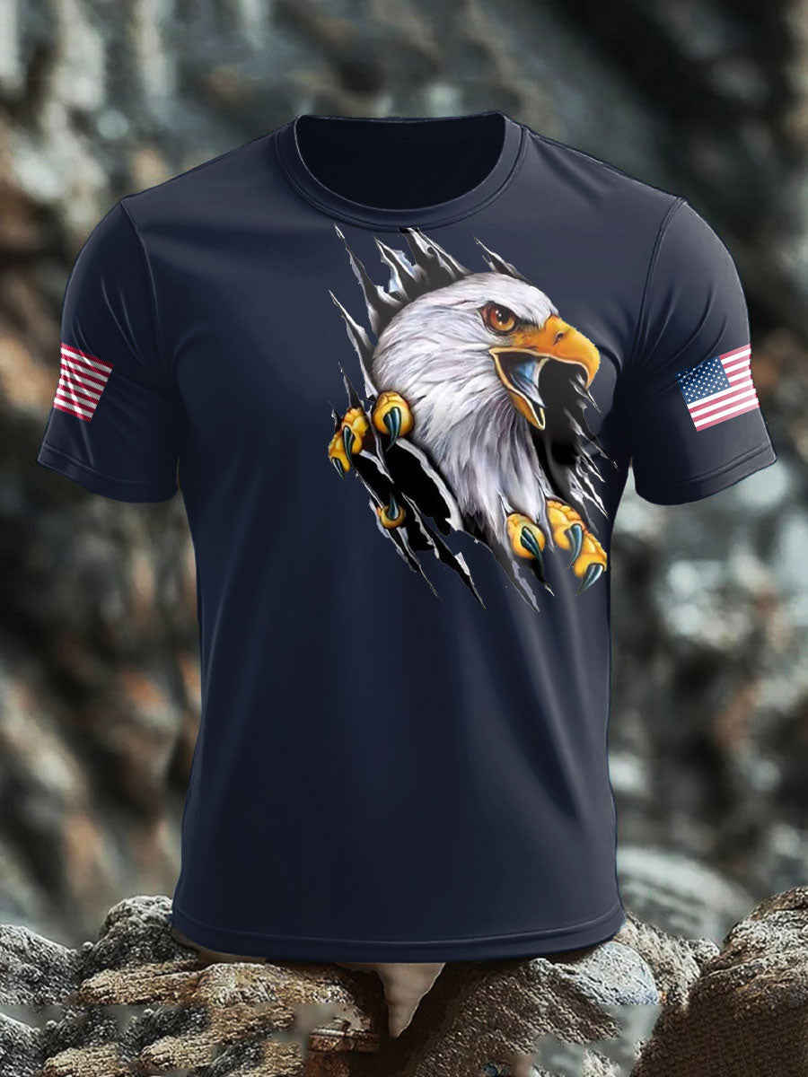 Men's American Flag Eagle Printed T-shirt gracestitchs