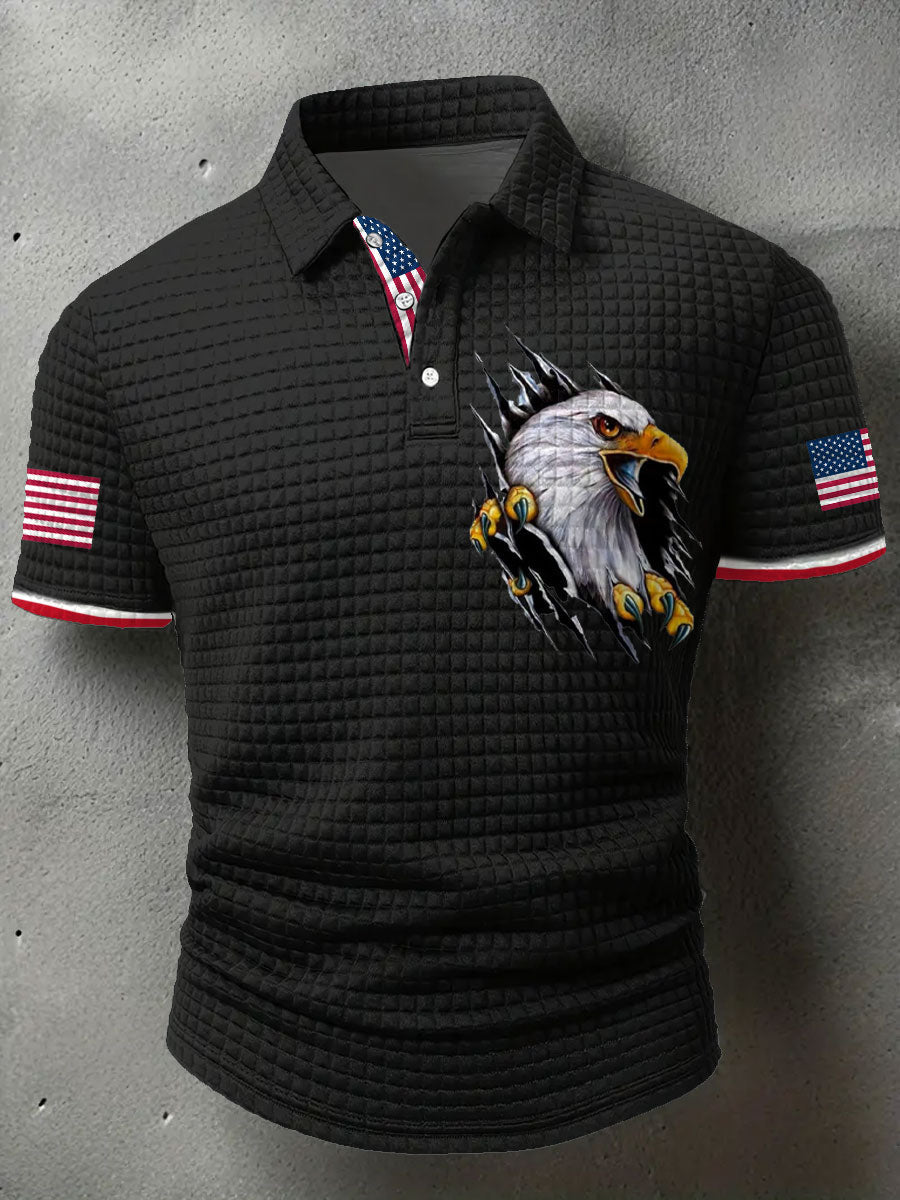 Men's American Flag Eagle Printed Casual Tops gracestitchs
