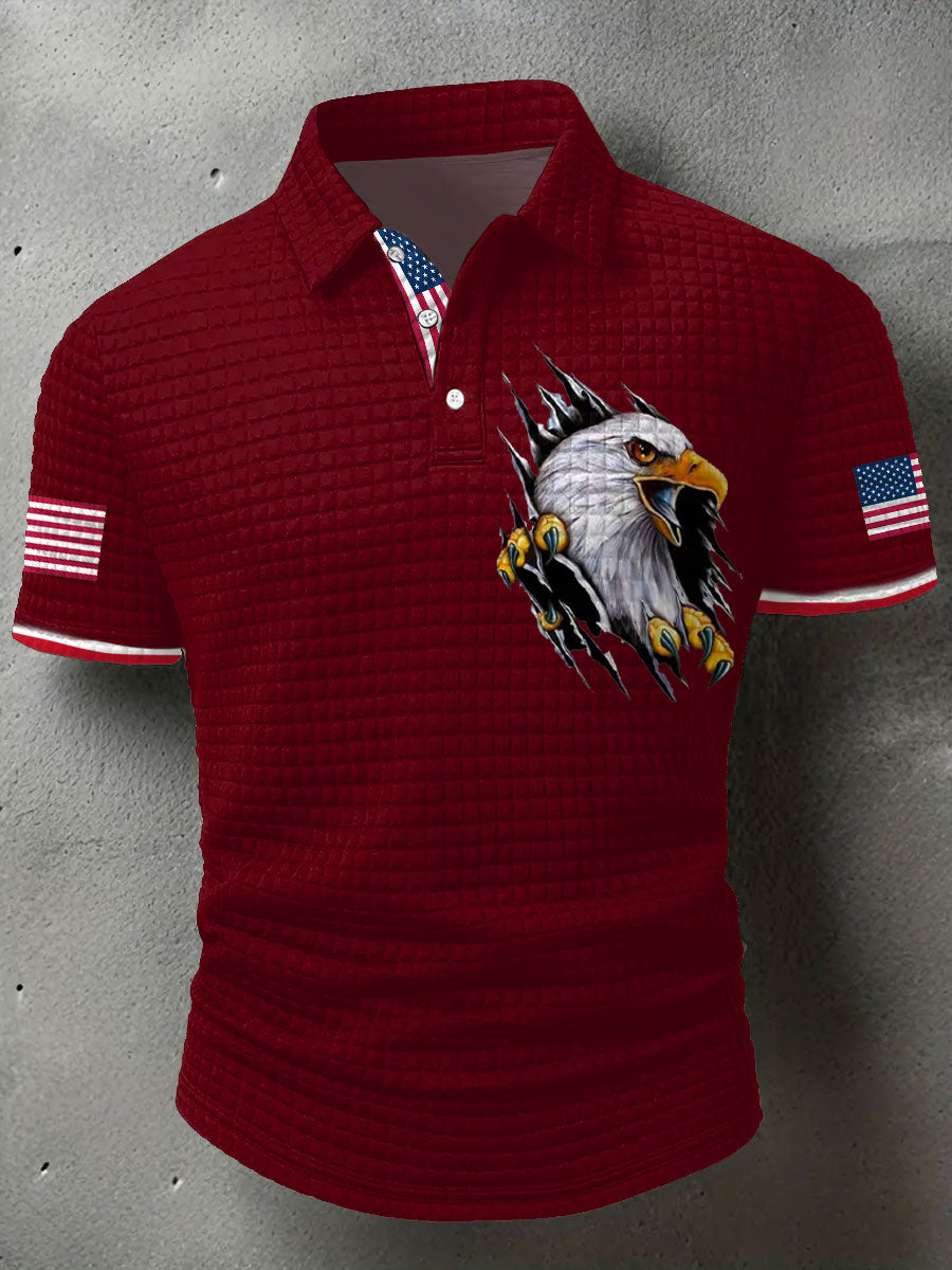 Men's American Flag Eagle Printed Casual Tops gracestitchs