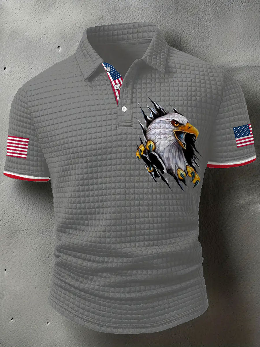 Men's American Flag Eagle Printed Casual Tops gracestitchs