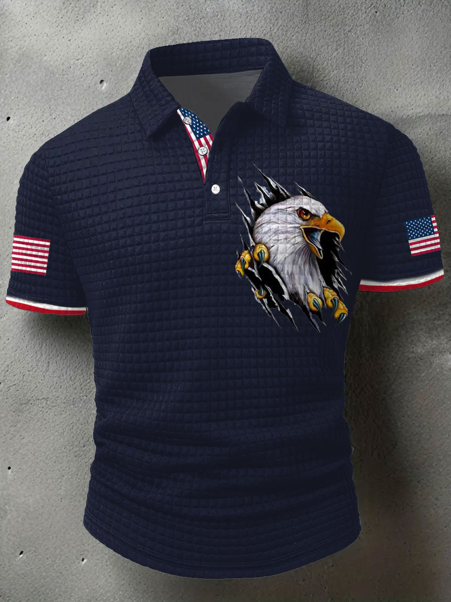 Men's American Flag Eagle Printed Casual Tops gracestitchs