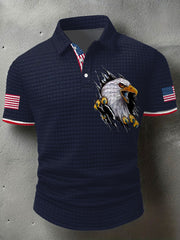 Men's American Flag Eagle Printed Casual Tops gracestitchs