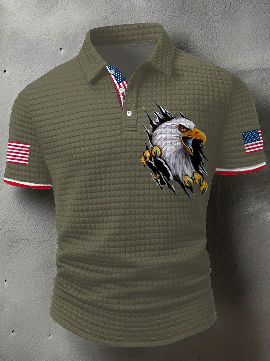 Men's American Flag Eagle Printed Casual Tops gracestitchs