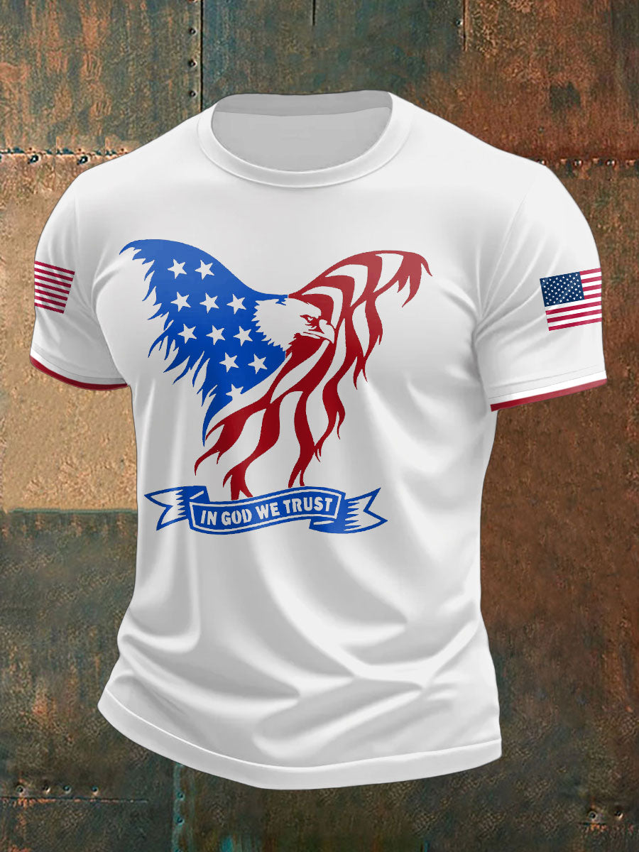 Men's American Flag Eagle Printed T-shirt gracestitchs