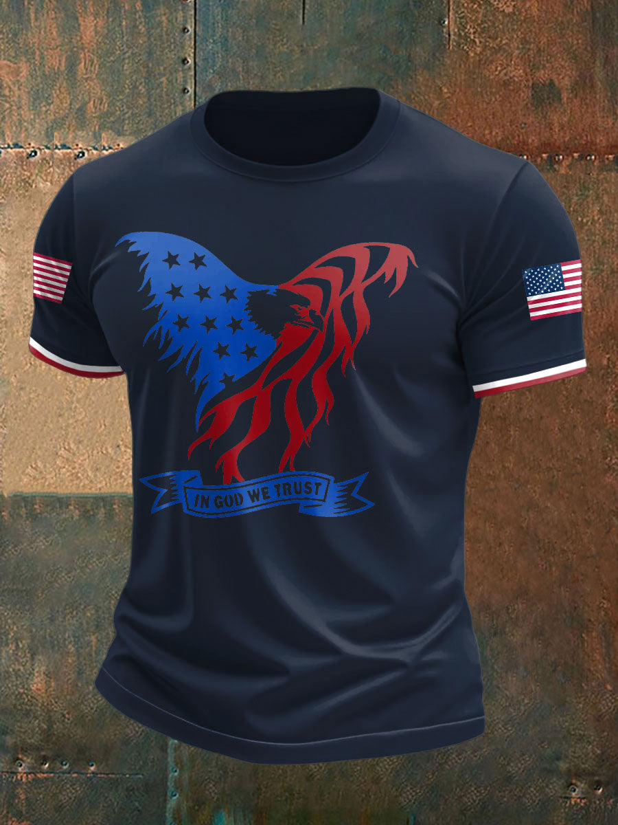 Men's American Flag Eagle Printed T-shirt gracestitchs