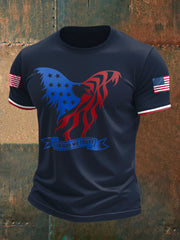 Men's American Flag Eagle Printed T-shirt