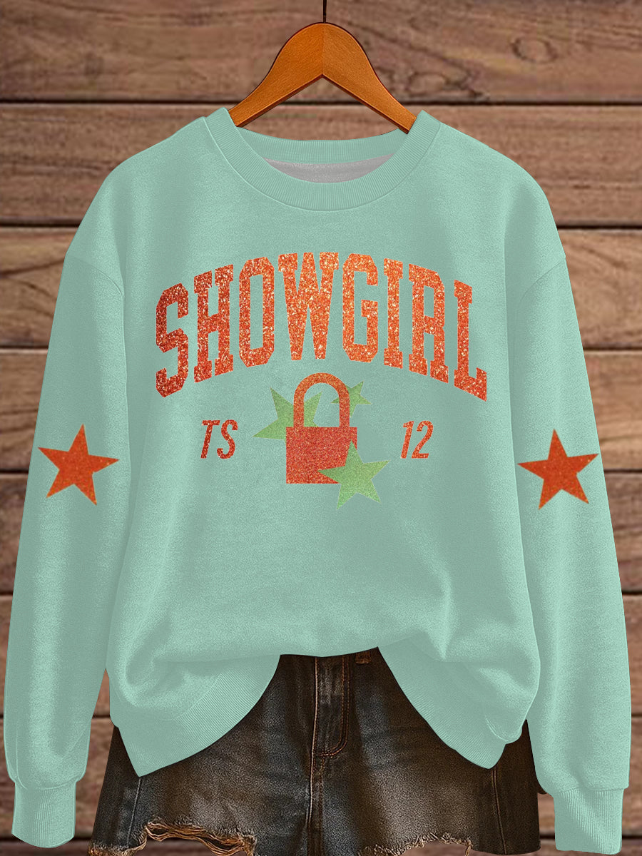 Women's The Life of A Show Girl Fan Print Sweatshirt gracestitchs