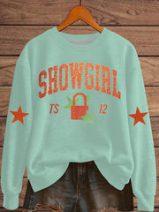 Women's The Life of A Show Girl Fan Print Sweatshirt gracestitchs