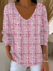Women's Pink Plaid Print Casual Top gracestitchs