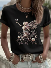 Women's Pink Pearl Print Casual T-shirt gracestitchs