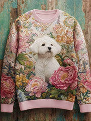 Women's Vintage Dog Art Print Casual Sweatshirt gracestitchs
