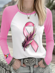 Women's Breast Cancer Hummingbird Pink Ribbon Long-sleeved T-shirt gracestitchs
