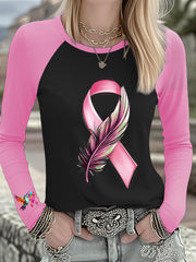 Women's Breast Cancer Hummingbird Pink Ribbon Long-sleeved T-shirt gracestitchs