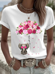 Women's Breast Cancer Elephant Umbrella T-Shirts