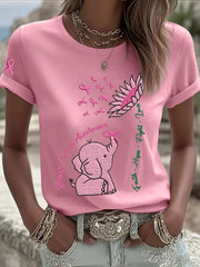 Women's Breast Cancer Elephant Sunflower T-Shirts gracestitchs