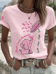 Women's Breast Cancer Elephant Sunflower T-Shirts gracestitchs