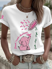 Women's Breast Cancer Elephant Sunflower T-Shirts gracestitchs