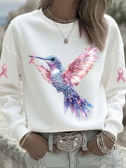 Women's Pink Hummingbird Printed Sweatshirt gracestitchs