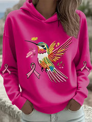 Women's Pink Hummingbird Print Hoodie gracestitchs