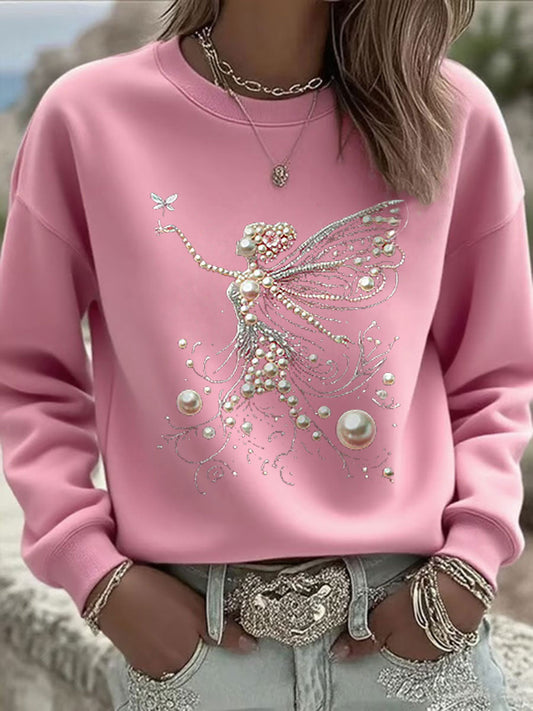 Women's Pink Pearl Print Casual Sweatshirt gracestitchs