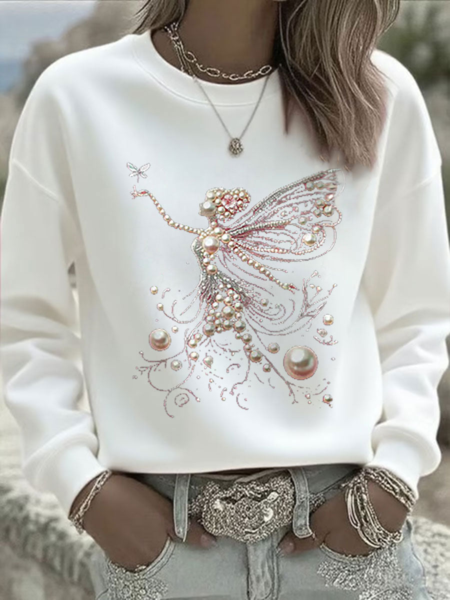 Women's Pink Pearl Print Casual Sweatshirt gracestitchs