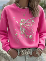 Women's Pink Pearl Print Casual Sweatshirt gracestitchs