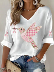 Women's Pink Hummingbird Print T-shirt gracestitchs