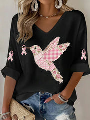 Women's Pink Hummingbird Print T-shirt gracestitchs