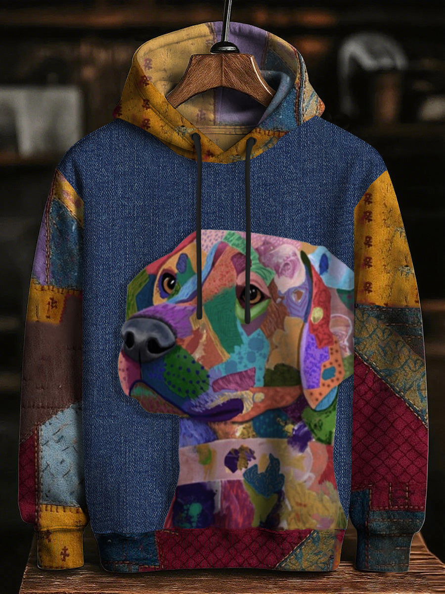 Men's Colorful Animal Print Drop-Shoulder Hoodie gracestitchs