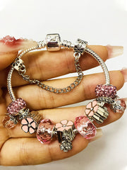 Women's breast cancer pink bracelet gracestitchs