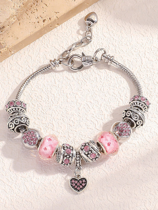 Women's breast cancer pink bracelet gracestitchs