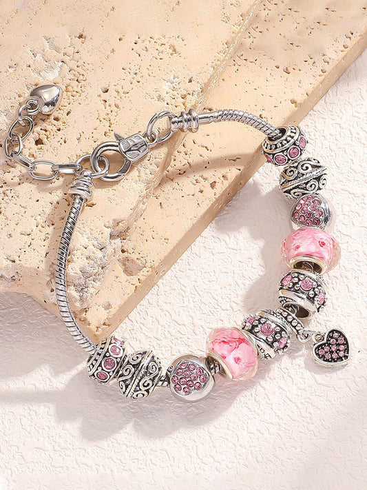 Women's breast cancer pink bracelet gracestitchs