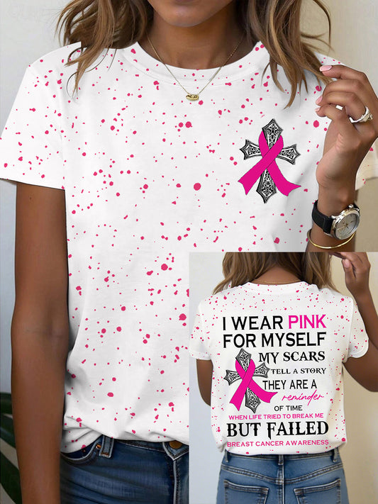 Women's Breast Cancer Awareness I Wear Pink For Myself My Scars Tell A Story T-Shirt gracestitchs